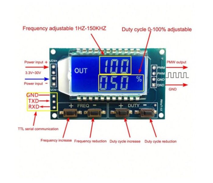 XY-LPWM HW-753 1Гц-150кГц с LCD дисплеем Регулируемый генератор прямоугольных импульсов — изображение 2